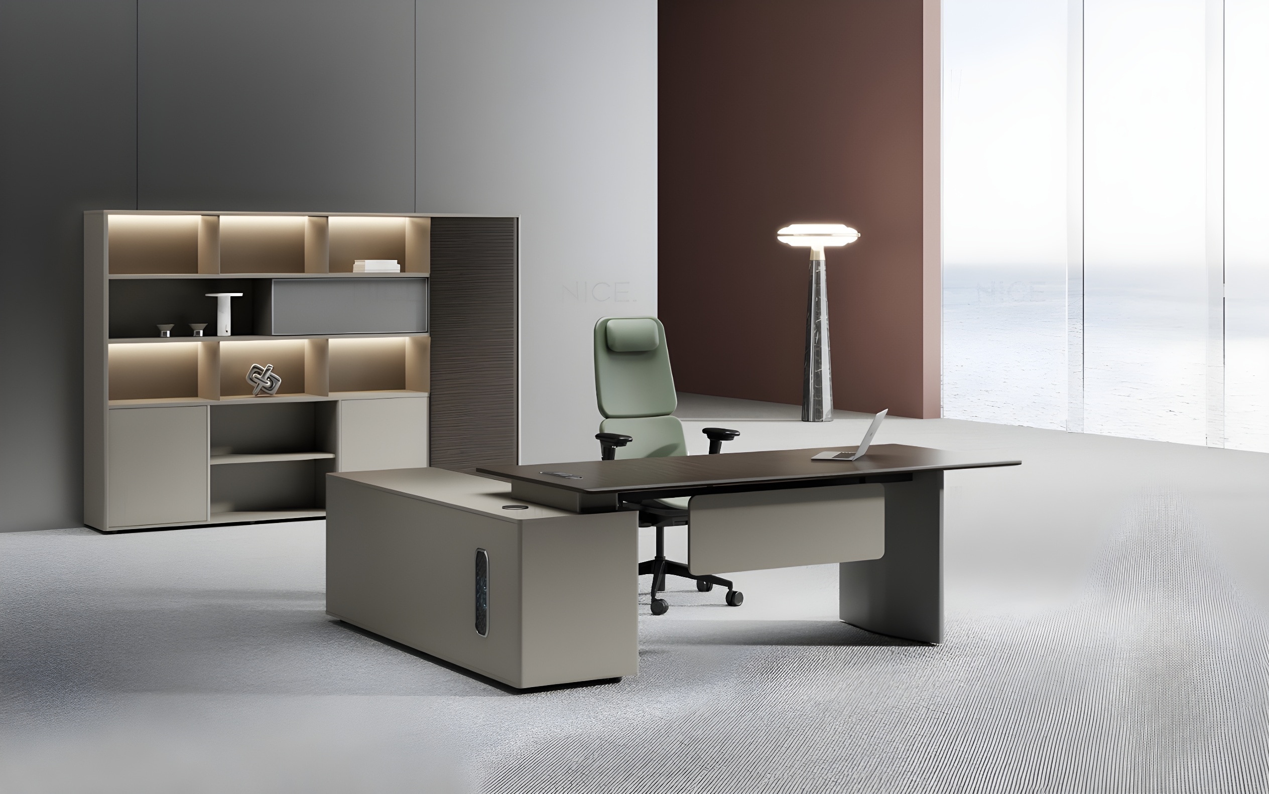 JA-A02 Executive Desk with Side Cabinet from Big Panda Starry Sky